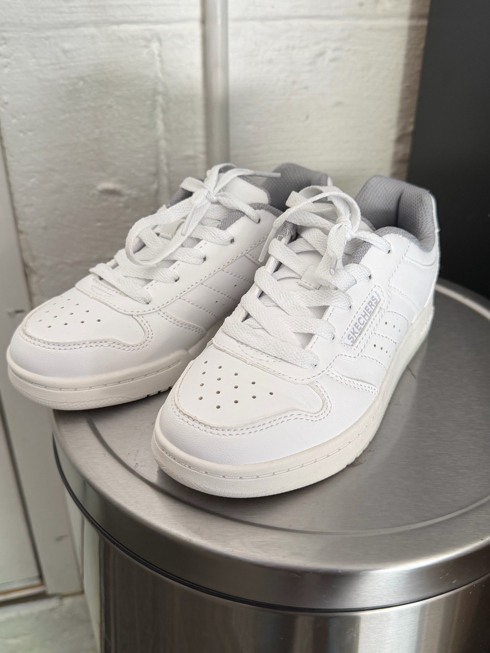 Skechers Kids White Lace-Up Low-Top Sneakers